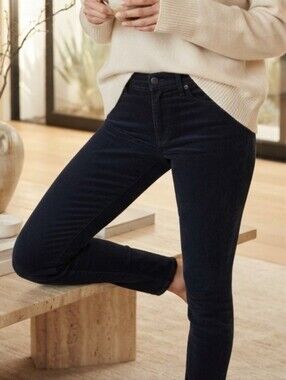 AG Adriano Goldschmied Navy Super Skinny Corduroy Pants Size 28